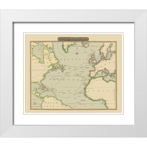 North Atlantic Ocean - Thomson 1817 White Modern Wood Framed Art Print with Double Matting by Thomson