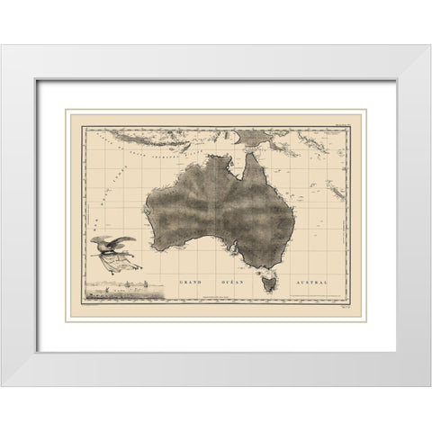 Australia - Freycinet 1811 White Modern Wood Framed Art Print with Double Matting by Freycinet