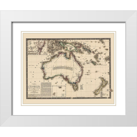 Oceania Australia New Zealand New Guinea White Modern Wood Framed Art Print with Double Matting by Brue