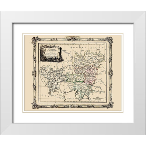 Austria with Provinces - Tour 1786 White Modern Wood Framed Art Print with Double Matting by Tour