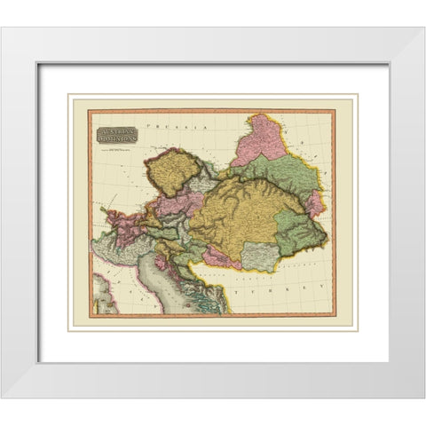 Austria - Thomson 1816 White Modern Wood Framed Art Print with Double Matting by Thomson