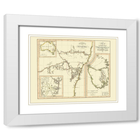 Australia New South Wales Van Diemens Land White Modern Wood Framed Art Print with Double Matting by Thomson