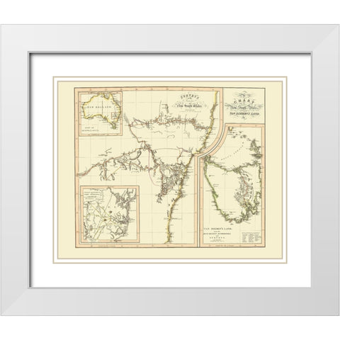 Australia New South Wales Van Diemens Land White Modern Wood Framed Art Print with Double Matting by Thomson