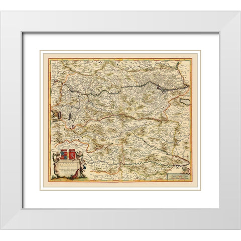 Austria - De Wit 1688 White Modern Wood Framed Art Print with Double Matting by De Wit