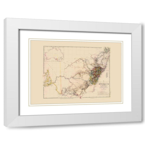 Southeast Australia - Arrowsmith 1844 White Modern Wood Framed Art Print with Double Matting by Arrowsmith