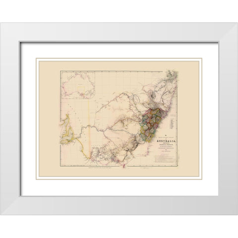 Southeast Australia - Arrowsmith 1844 White Modern Wood Framed Art Print with Double Matting by Arrowsmith