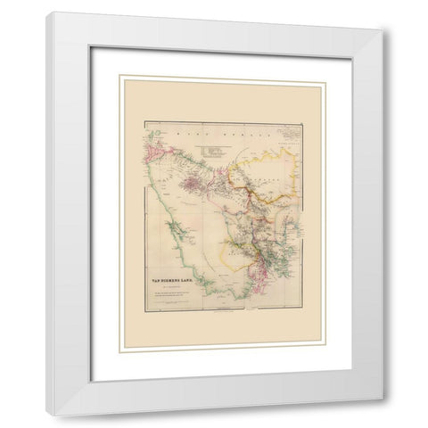 Australia Van Diemens Land Tasmania White Modern Wood Framed Art Print with Double Matting by Arrowsmith