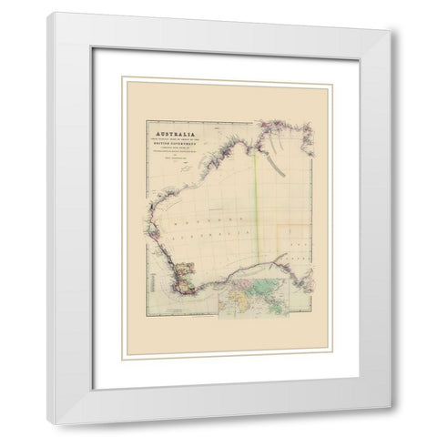 Australia Western Surveys - Arrowsmith 1844 White Modern Wood Framed Art Print with Double Matting by Arrowsmith