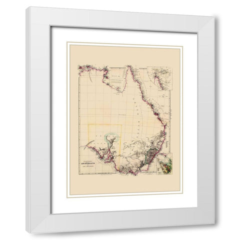 Eastern Australia - Arrowsmith 1844 White Modern Wood Framed Art Print with Double Matting by Arrowsmith
