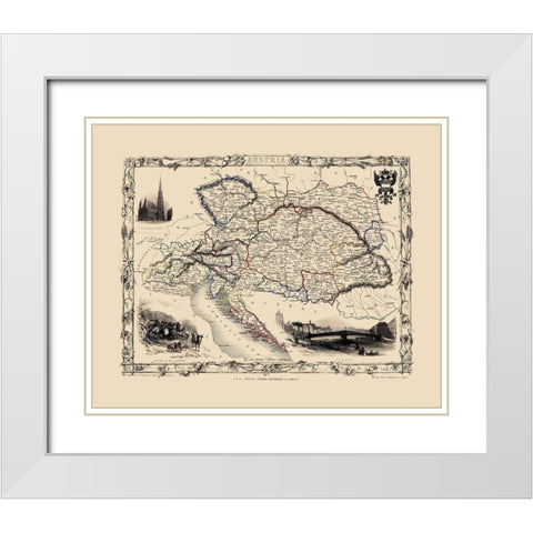 Austria - Tallis 1851 White Modern Wood Framed Art Print with Double Matting by Tallis