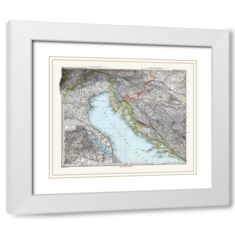 South West Austria Hungary - Stieler  1885 White Modern Wood Framed Art Print with Double Matting by Stieler