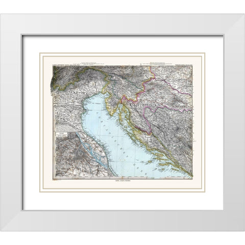 South West Austria Hungary - Stieler  1885 White Modern Wood Framed Art Print with Double Matting by Stieler