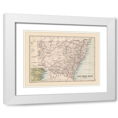New South Wales Australia - Bartholomew 1892 White Modern Wood Framed Art Print with Double Matting by Bartholomew