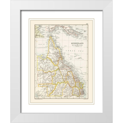 Australia Queensland British New Guinea White Modern Wood Framed Art Print with Double Matting by Bartholomew