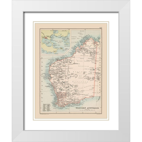 Western Australia - Bartholomew 1892 White Modern Wood Framed Art Print with Double Matting by Bartholomew