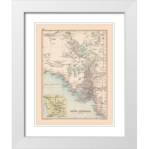 South Australia - Bartholomew 1892 White Modern Wood Framed Art Print with Double Matting by Bartholomew