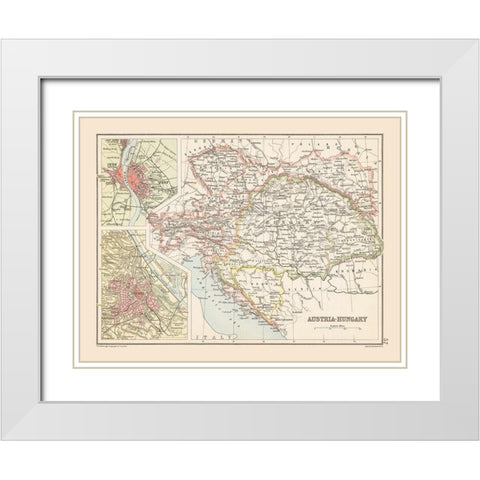 Austria Hungary - Bartholomew 1892 White Modern Wood Framed Art Print with Double Matting by Bartholomew