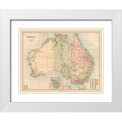 Australia - Bartholomew 1867 White Modern Wood Framed Art Print with Double Matting by Bartholomew