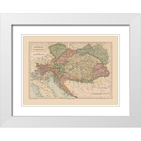 Austrian Dominions - Black 1867 White Modern Wood Framed Art Print with Double Matting by Black