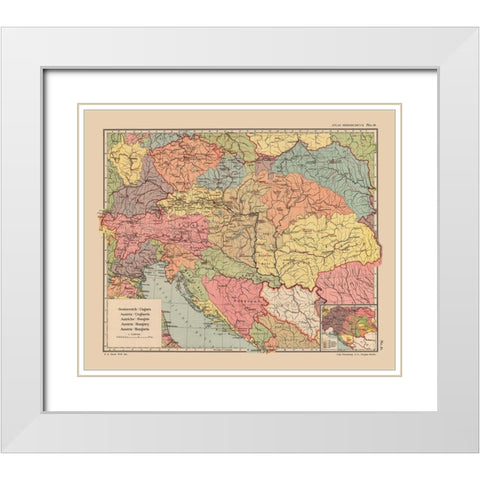 Austria Hungary - Flemming 1913 White Modern Wood Framed Art Print with Double Matting by Flemming
