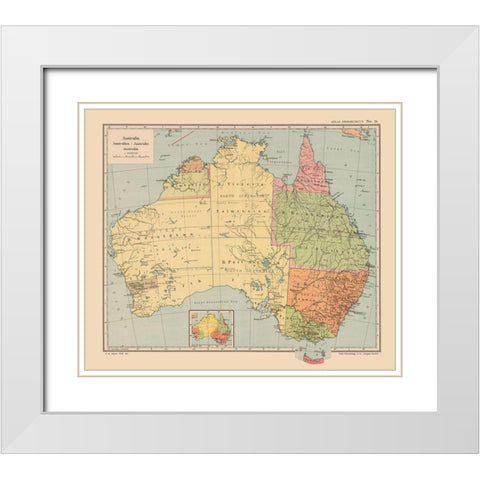 Australia - Flemming 1913 White Modern Wood Framed Art Print with Double Matting by Flemming