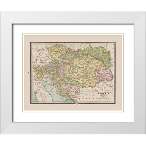 Austria - Cram 1888 White Modern Wood Framed Art Print with Double Matting by Cram
