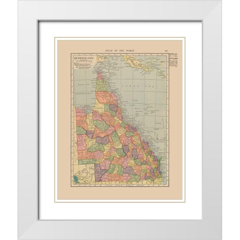 Queensland Australia - Hammond 1910 White Modern Wood Framed Art Print with Double Matting by Hammond