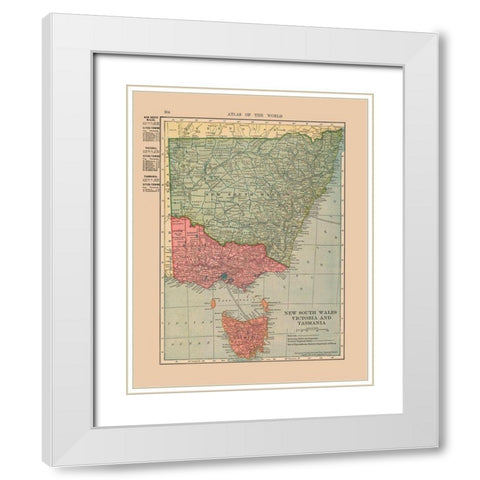 Australia New South Wales Victoria Tasmania White Modern Wood Framed Art Print with Double Matting by Hammond