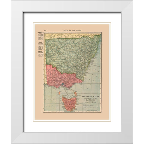 Australia New South Wales Victoria Tasmania White Modern Wood Framed Art Print with Double Matting by Hammond
