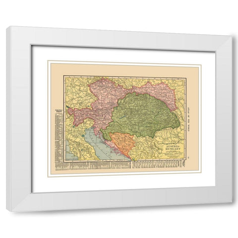 Austria Hungary - Hammond 1910 White Modern Wood Framed Art Print with Double Matting by Hammond