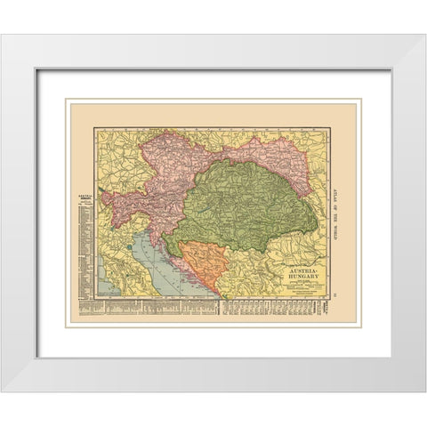 Austria Hungary - Hammond 1910 White Modern Wood Framed Art Print with Double Matting by Hammond