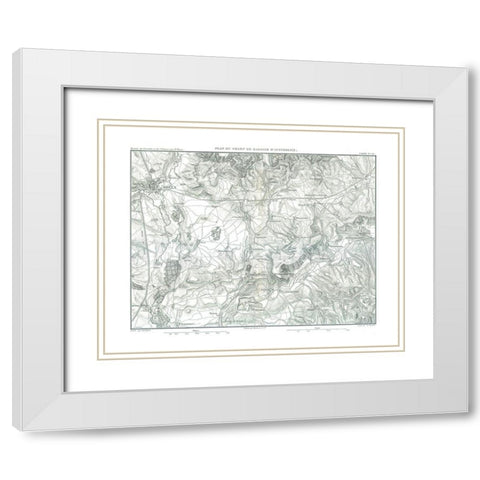 Field Plan of Battle of Austerlitz - Thiers 1866 White Modern Wood Framed Art Print with Double Matting by Unknown