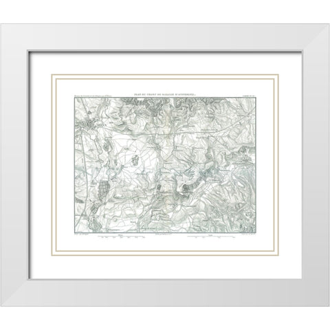 Field Plan of Battle of Austerlitz - Thiers 1866 White Modern Wood Framed Art Print with Double Matting by Unknown