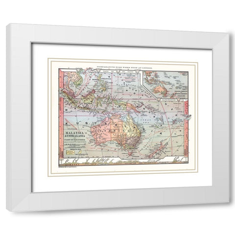 Australia Malaysia Polynesia - Monteith 1882 White Modern Wood Framed Art Print with Double Matting by Monteith