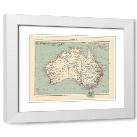 Australia - Schrader 1908 White Modern Wood Framed Art Print with Double Matting by Schrader