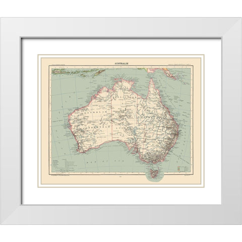 Australia - Schrader 1908 White Modern Wood Framed Art Print with Double Matting by Schrader