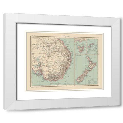 South East Australia - Schrader 1908 White Modern Wood Framed Art Print with Double Matting by Schrader