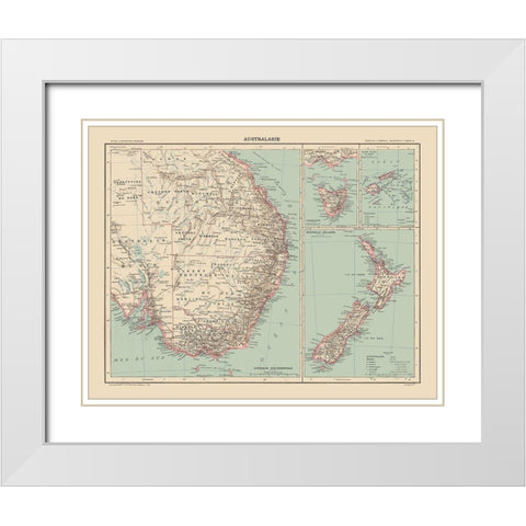 South East Australia - Schrader 1908 White Modern Wood Framed Art Print with Double Matting by Schrader
