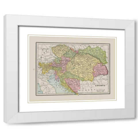Austria - Cram 1892 White Modern Wood Framed Art Print with Double Matting by Cram