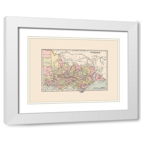 Victoria Australia - Cram 1892 White Modern Wood Framed Art Print with Double Matting by Cram
