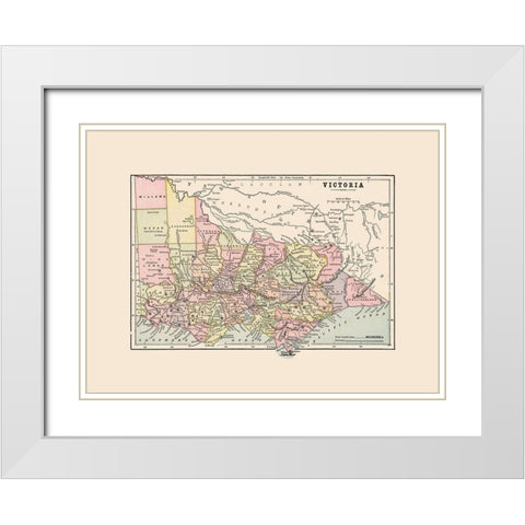 Victoria Australia - Cram 1892 White Modern Wood Framed Art Print with Double Matting by Cram