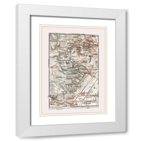 Baden Modling Region Austria - Baedeker 1910 White Modern Wood Framed Art Print with Double Matting by Baedeker