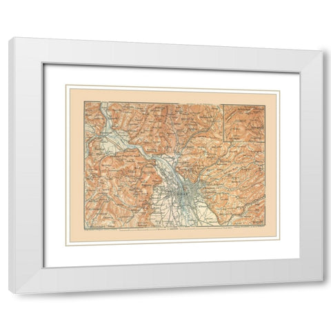 Graz Austria - Baedeker 1910 White Modern Wood Framed Art Print with Double Matting by Baedeker