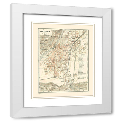 Innsbruck Austria - Baedeker 1910 White Modern Wood Framed Art Print with Double Matting by Baedeker