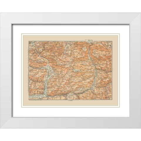 Mitter Pinzgau Region Austria - Baedeker 1910 White Modern Wood Framed Art Print with Double Matting by Baedeker