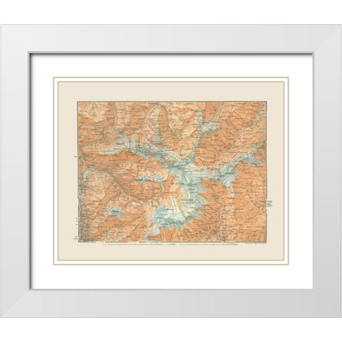 Western Austria Region - Baedeker 1910 White Modern Wood Framed Art Print with Double Matting by Baedeker