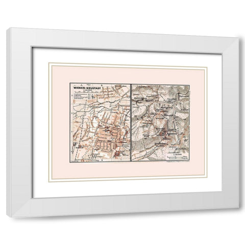 Wiener Neustadt Austria - Baedeker 1910 White Modern Wood Framed Art Print with Double Matting by Baedeker