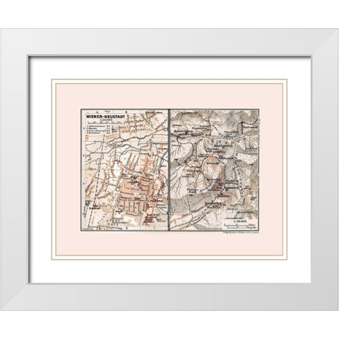 Wiener Neustadt Austria - Baedeker 1910 White Modern Wood Framed Art Print with Double Matting by Baedeker