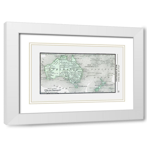 Australia New Zealand - Rand McNally 1886 White Modern Wood Framed Art Print with Double Matting by Rand McNally