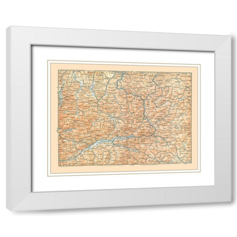 Upper Austria - Baedeker 1896 White Modern Wood Framed Art Print with Double Matting by Baedeker